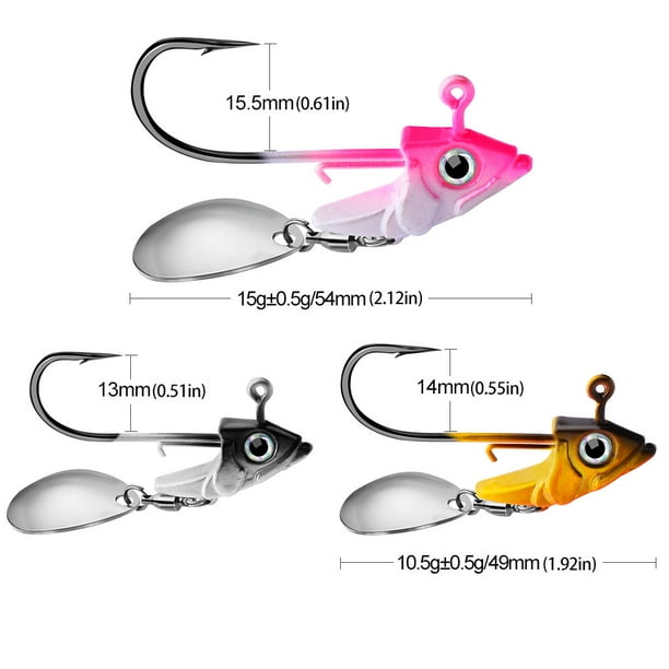 5 PCs Jig Heads Swimbait Underspin Jig Heads Hooks With Spinner Blade For  Bass Trout Salmon Saltwater Freshwater 