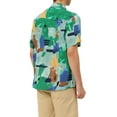 thumbnail image 3 of CAMISA HAWAIANA DE MANGA CORTA CON BOTONES PARA HOMBRE IMPRESA EN BLOQUES DE COLOR VERDE Y AZUL XL, 3 of 6
