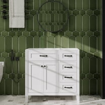 36" Bathroom Vanity without Sink, Cabinet Base Only, Bathroom Cabinet with Drawers, Solid Frame and MDF Board, White