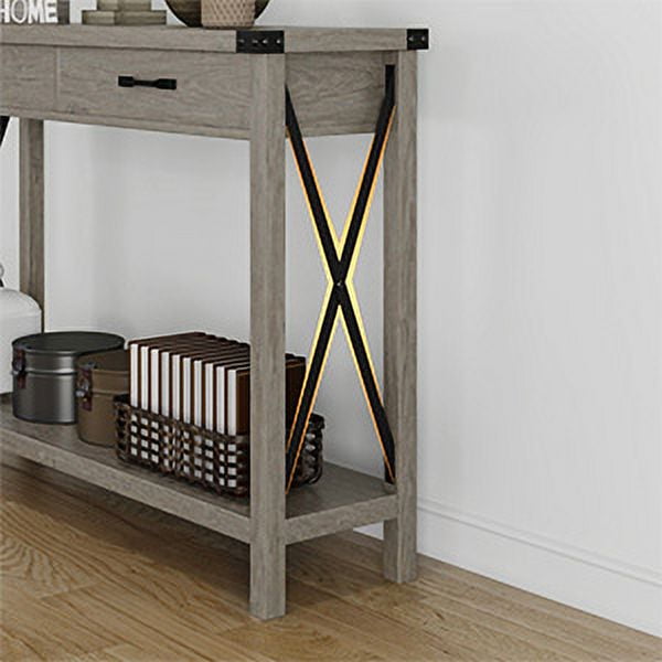 M optimized Console Table with 2 Drawers, 43" x 12" x 31" Farmhouse Sofa Table with Storage Shelf, Accent Wood Entryway Table for Living Room, Hallway, Foyer