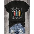 thumbnail image 1 of Women's Casual Cotton T-Shirt | Round Neck Short Sleeve | "Reading is My Favorite Sport" Book Print | Multi-Color Graphic Tee | Machine Washable | All-Season Comfort Fit Top, Ladies T-Shirts, 1 of 6