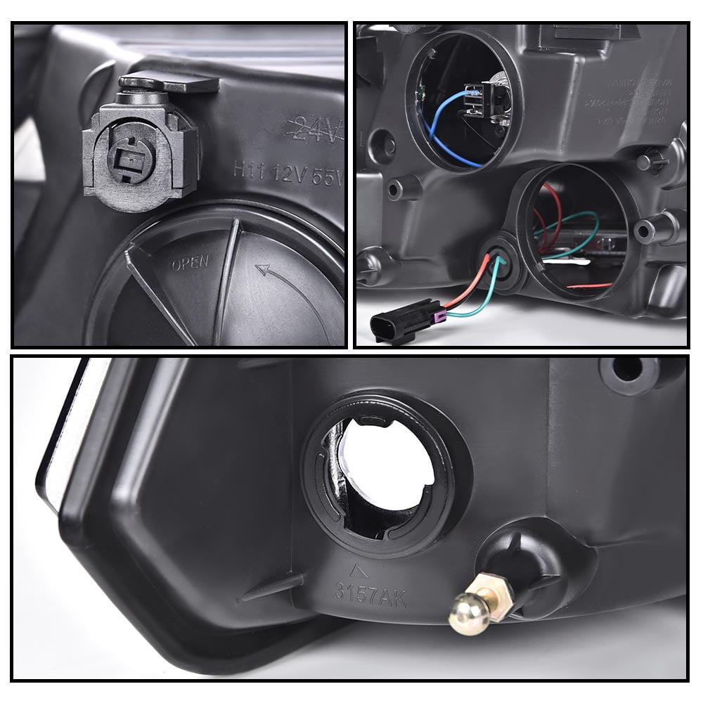 PIT66 LED Headlight Fit for 2009-2018 Dodge Ram 1500 Clear Lens Chrome Housing Clear Reflector