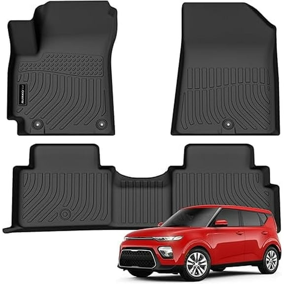 AUXKO All Weather Floor Mat Fit for Kia Soul 2025 2024-2020 TPE Liners Soul Accessories All Season Guard Odorless Anti-Slip Liner Black