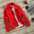 thumbnail image 5 of Abrigo vaquero para hombre, chaqueta vaquera gris estilo hip hop de otoño, ropa de abrigo lavada de corte entallado para hombre, marca de moda, talla grande L al precio más bajo G, 5 of 5