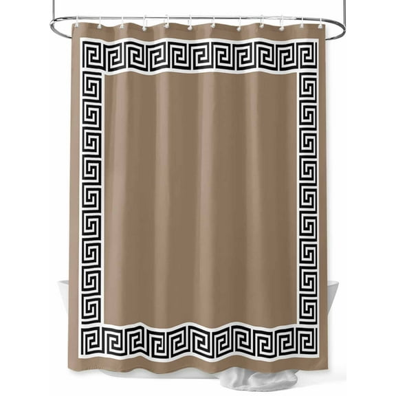 Brown Stall Shower Curtain, Waterproof Shower Curtains for Bathroom, Black Modern Geometric Abstract Art Aesthetics Washable Fabric Cloth Bath Curtain for Bathtub Decoration with Hooks 36x72 Inches