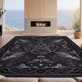 thumbnail image 2 of Design&I 8'x10' Washable Area Rug Serpent Moody Pentagram Moth Skeleton Motifs Snake Round Goth Playful Expressive for King Size Bedroom, Under Bed, Sleek Flatweave Pet Friendly, 2 of 7