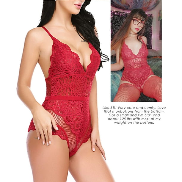 White High Cut Bodysuit With Crotch Red Bodysuit Women Bodycon Lace Hollow  Out Underwire Lingerie Body