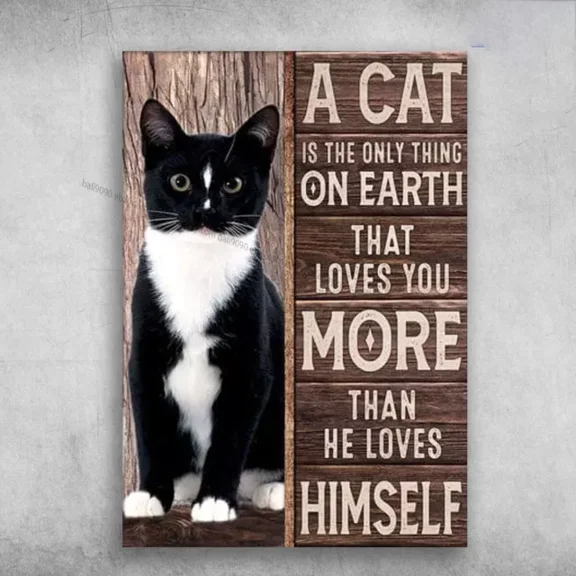 Kna Prints - Tuxedo Cat Poster, Tuxedo Cat, A Cat Is The Only Thing On Earth, That Loves Y, UNFRAMED-8x12
