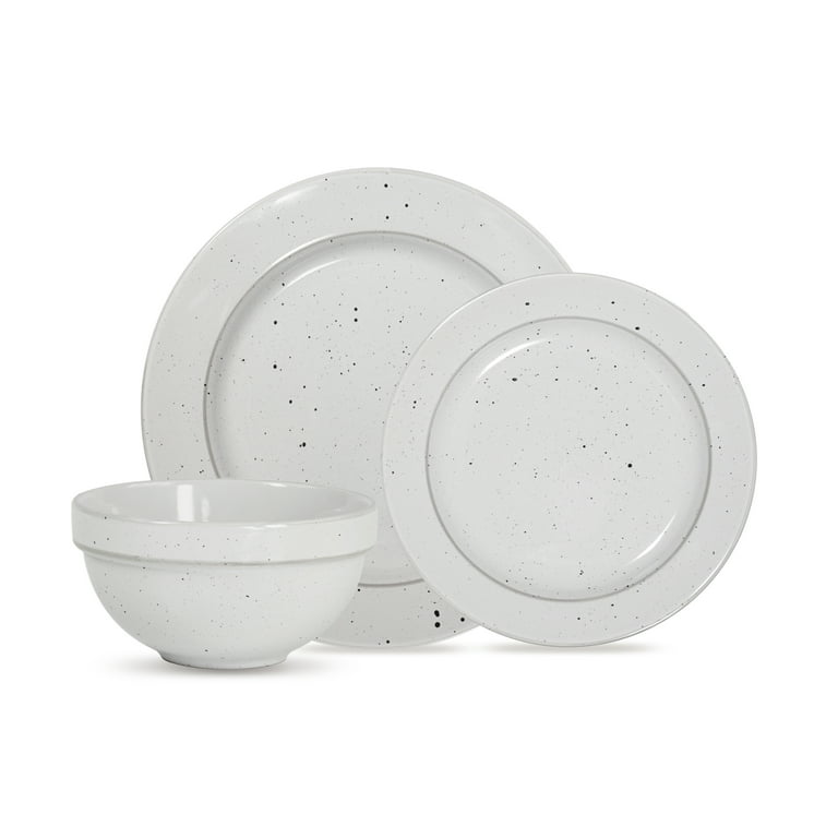 Mainstays Speckled Collection 12-Piece Stoneware Dinnerware Set, White