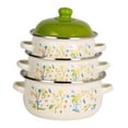 thumbnail image 4 of 3 piezas de ollas esmaltadas para estofado de frijoles, ollas portátiles de fondo plano para cocinas de inducción, hornos de gas y comedores. Verde, 4 of 10
