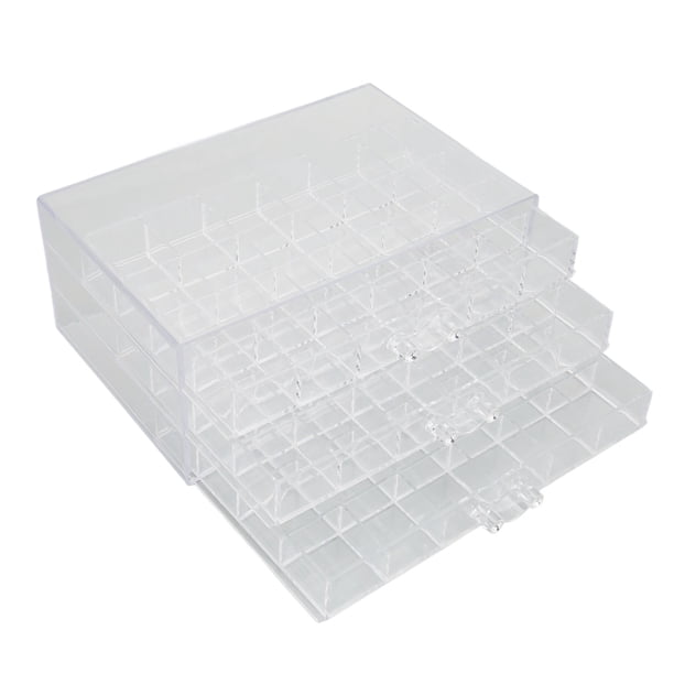 Caja De Almacenamiento De Pendientes De Acrílico, Soporte Organizador De Joyas De Acrílico Transparente De 3 Capas Y 72 Rejillas Con Tapa A Prueba De Polvo Para Collares Y