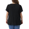 thumbnail image 3 of Agnes Orinda Women's Plus Size Easter Tops Swiss Dot Crew Neck Short Tulip Sleeve Shirts Front Pleated Summer Blouse 2X Black, 3 of 6