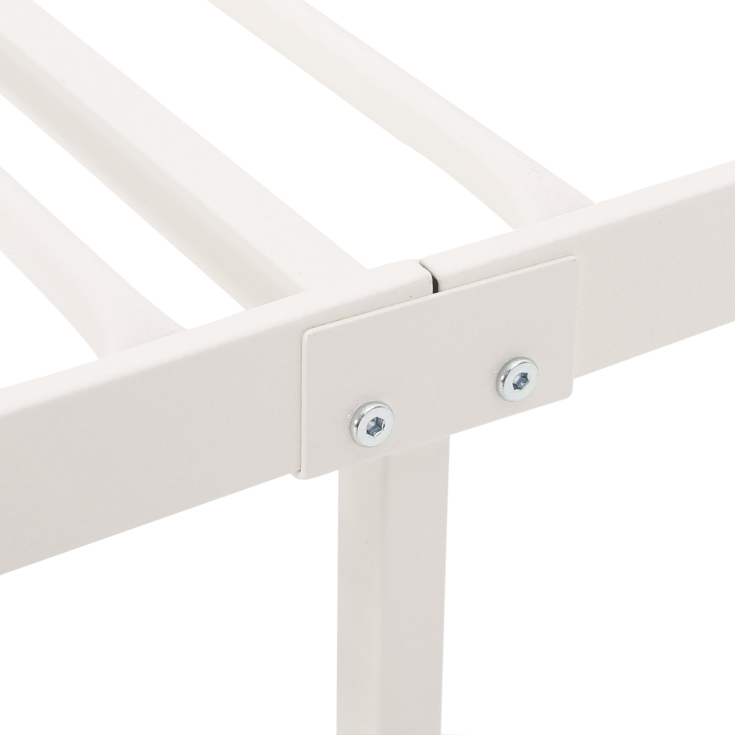 Noble House Ewelina Modern King-Size Iron Geometric Low-Profile Bed Frame, White