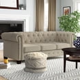 thumbnail image 7 of LR Home Small Over-tufted Geometric Indoor Round Pouf, Cream/Gray, 18" x 18" x 14", 7 of 7