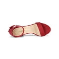 thumbnail image 5 of BLISSFUL STEP Women's Shoes Ankle Strap Block Heel Buckle Open Toe Sandals Red 11, 5 of 9