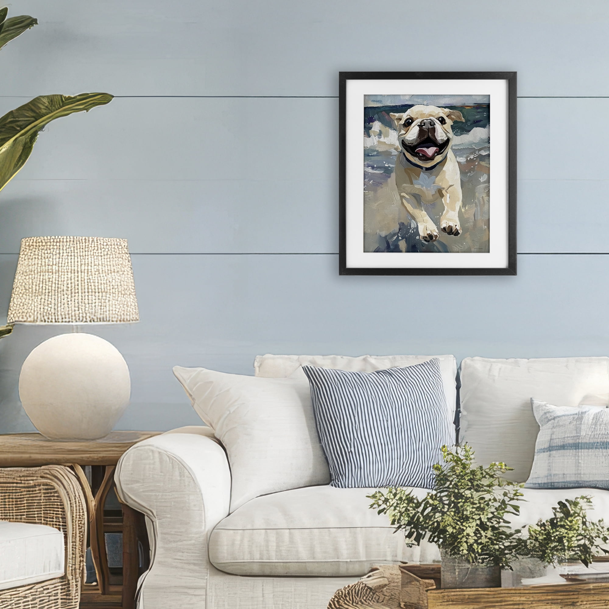 Stupell Industries Sunny Paws Dog on Beach Black Framed Print Under Glass, design by Svetlana Aleynikova