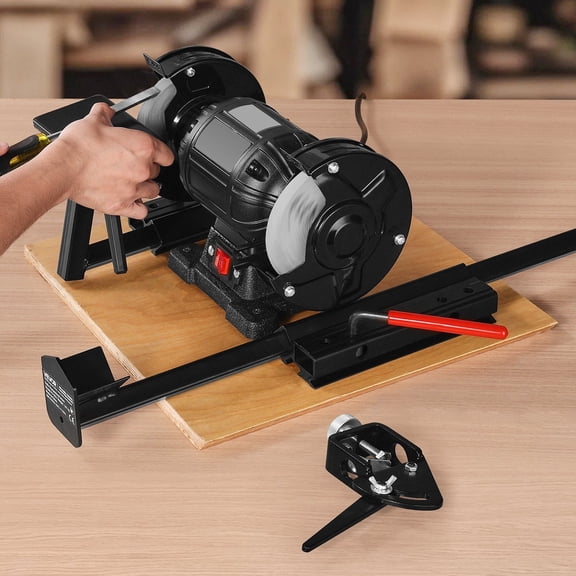 CAFORKP Multi-Grind Sharpening System for 6" & 8" Bench Grinders - Includes Platform, Long Support Arm & Fingernail Gouge Jig - Sharpens Chisels, Plane Irons, Woodturning Tools