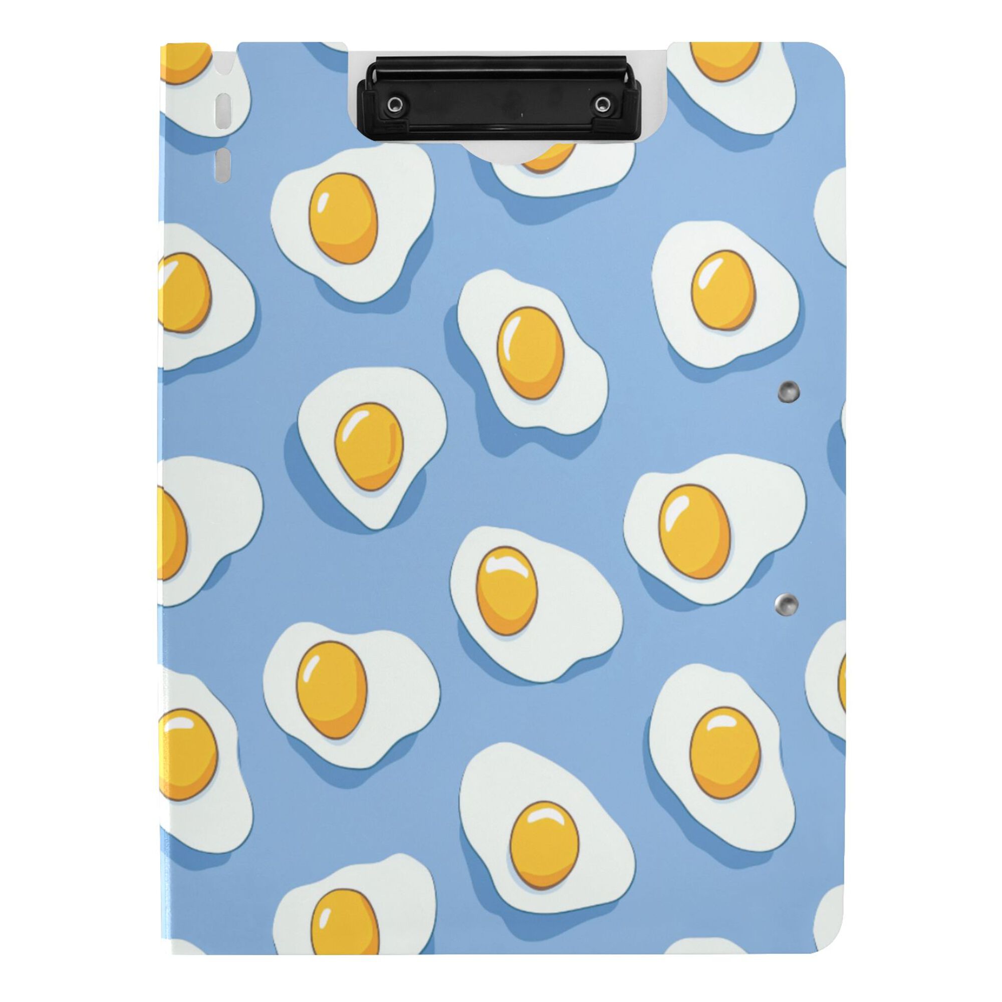 FORMRS A4 Clipboard Folder with Pen Holder Horizontal Foldable School Office Binder, Playful Fried Eggs