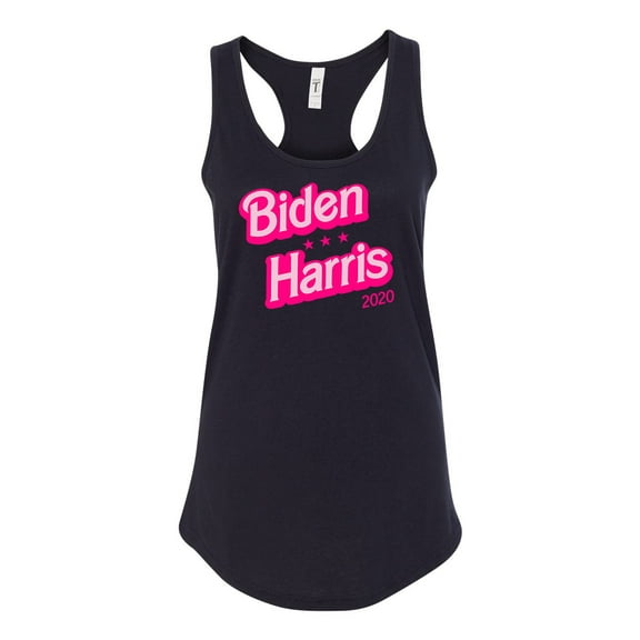 Biden Harris 2020 Presidential Campaign Pink Bubble Font Women's Racerback Tank Top-Black-small
