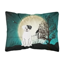 Carolines Treasures BB2304PW1216 Halloween Scary White Boxer Cooper Canvas Fabric Decorative Pillow, 12H x16W,