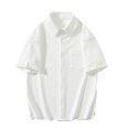 thumbnail image 2 of WREESH Men's Button Down Shirts Short Sleeve Solid Color Shirts with Pockets for Men's Everyday Casual Wear White, 2 of 5