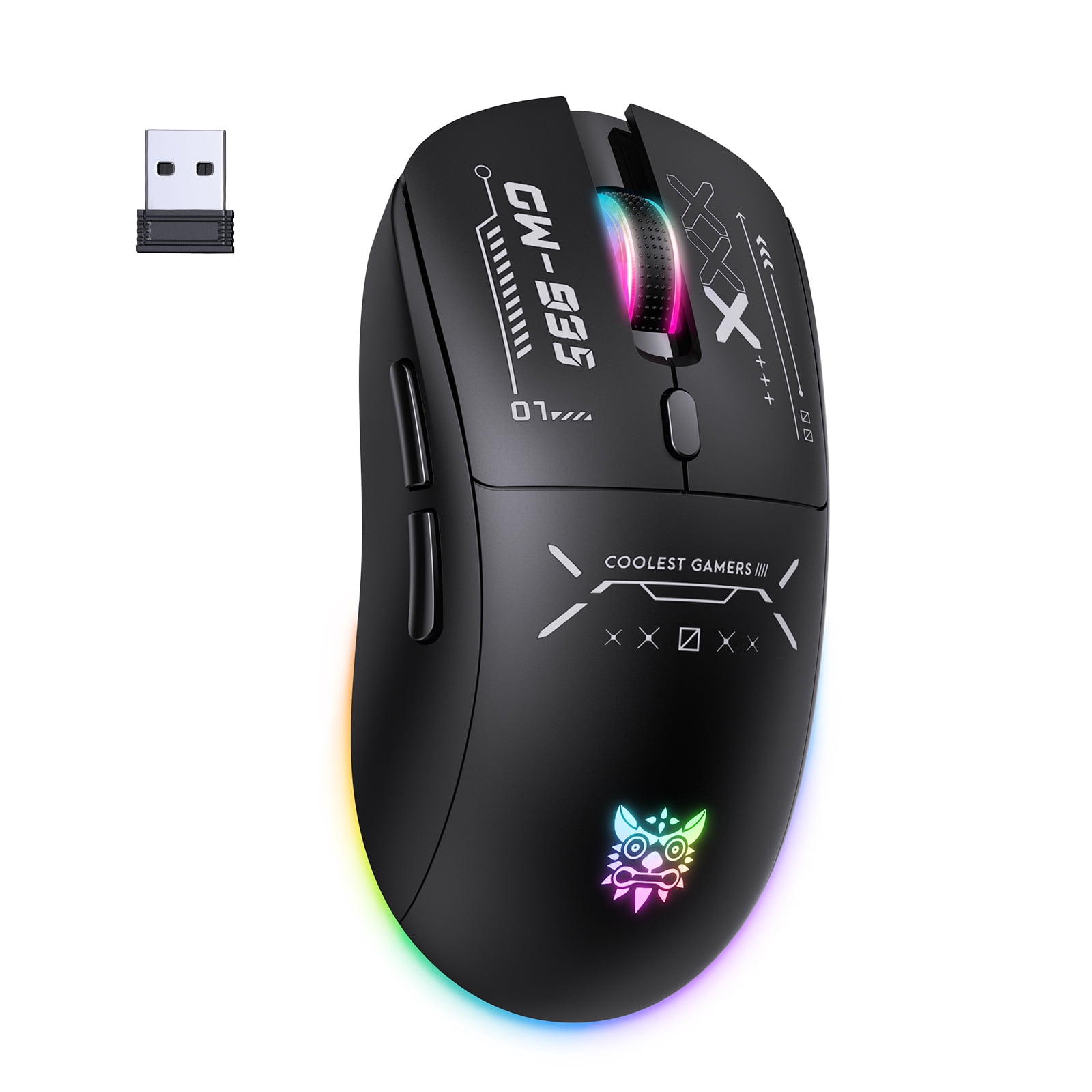 Siivton Wireless Gaming Mouse, 2.4G/Bluetooth 5.3/Wired, 12800 DPI Adjustable, 8 Programmable Buttons, 500mAh Battery, RGB Lighting for PC, Laptop, Mac, PS4/PS5
