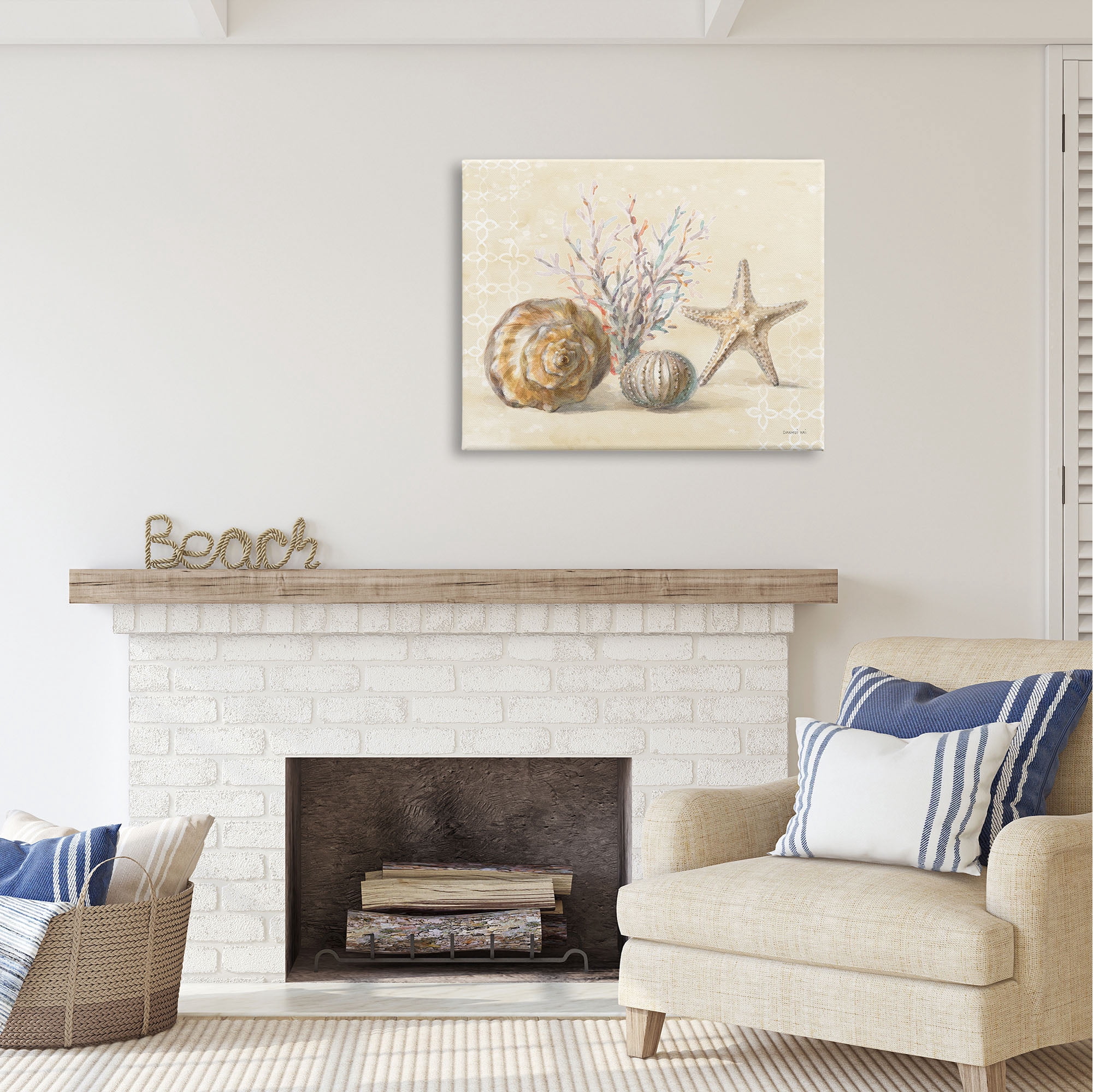 Stupell Industries Sunrise Beach Seashells Animals & Insects Painting Gallery Wrapped Canvas Print Wall Art, 40 x 30