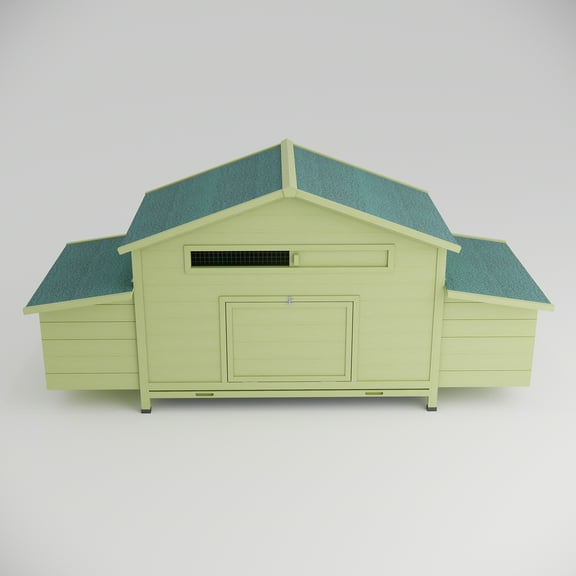 Noaman 11.12 ft² Large Wooden Chicken Coop Outdoor Hen House Poultry Cage with 2 Doors, 2 Nesting Boxes, Perch, Green