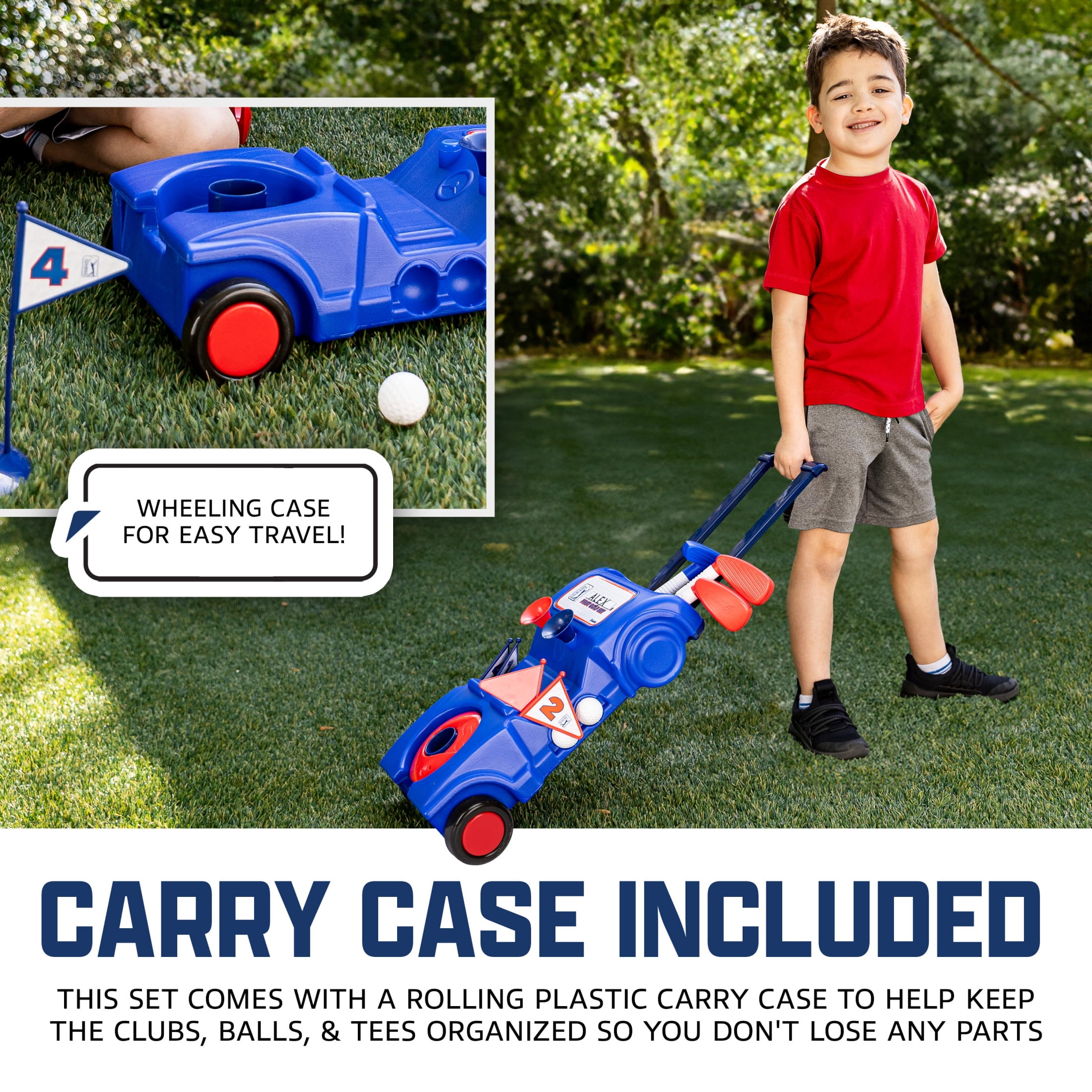 Franklin Sports Kids Toy Golf Set - PGA Tour MyFirst Plastic Golf Clubs + Balls Set for Kids + Toddlers - Righty + Lefty - Includes Carry Case, (2) Tees, (4) Balls, (4) Holes with Flags
