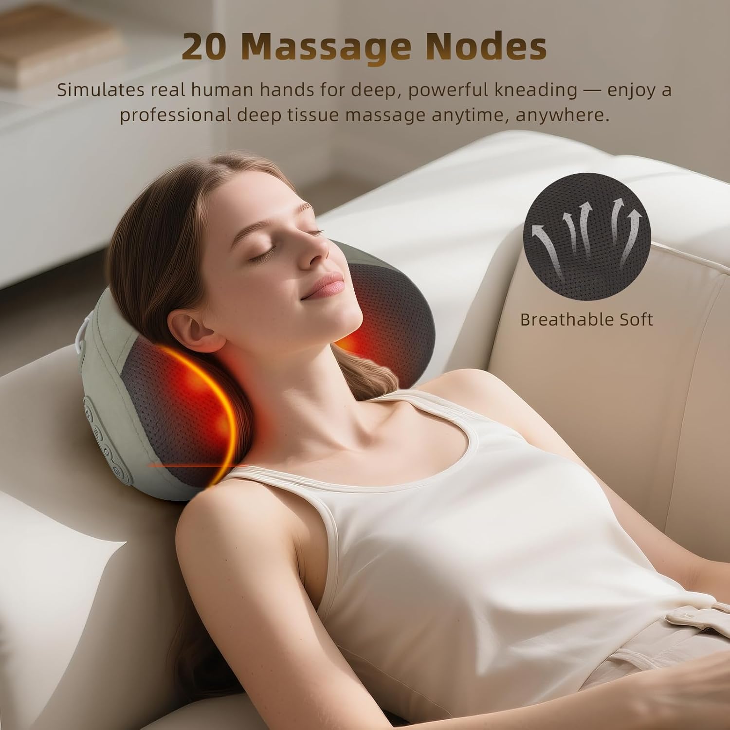 Shiatsu Back Massager with Heat, Neck Pillow for Pain Relief, Shoulder and Lumbar Support Cushion, Cervical Massage Pad for Sciatica Relief, Electric Deep Tissue Body Massager, Christmas Gifts