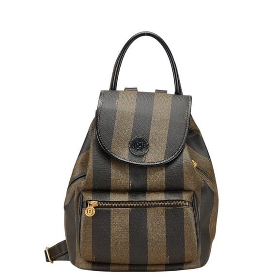 Pre-Owned Fendi Pecan Backpack in Khaki and Black Leather for Women