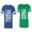 Men Royal / Women Green, variant on I Like Her But His Beared Unisex Couple Matching Cotton Jersey style T-Shirt Contrasting stripes on sleeves (Men Royal / Women Black) (Men S / Women S)