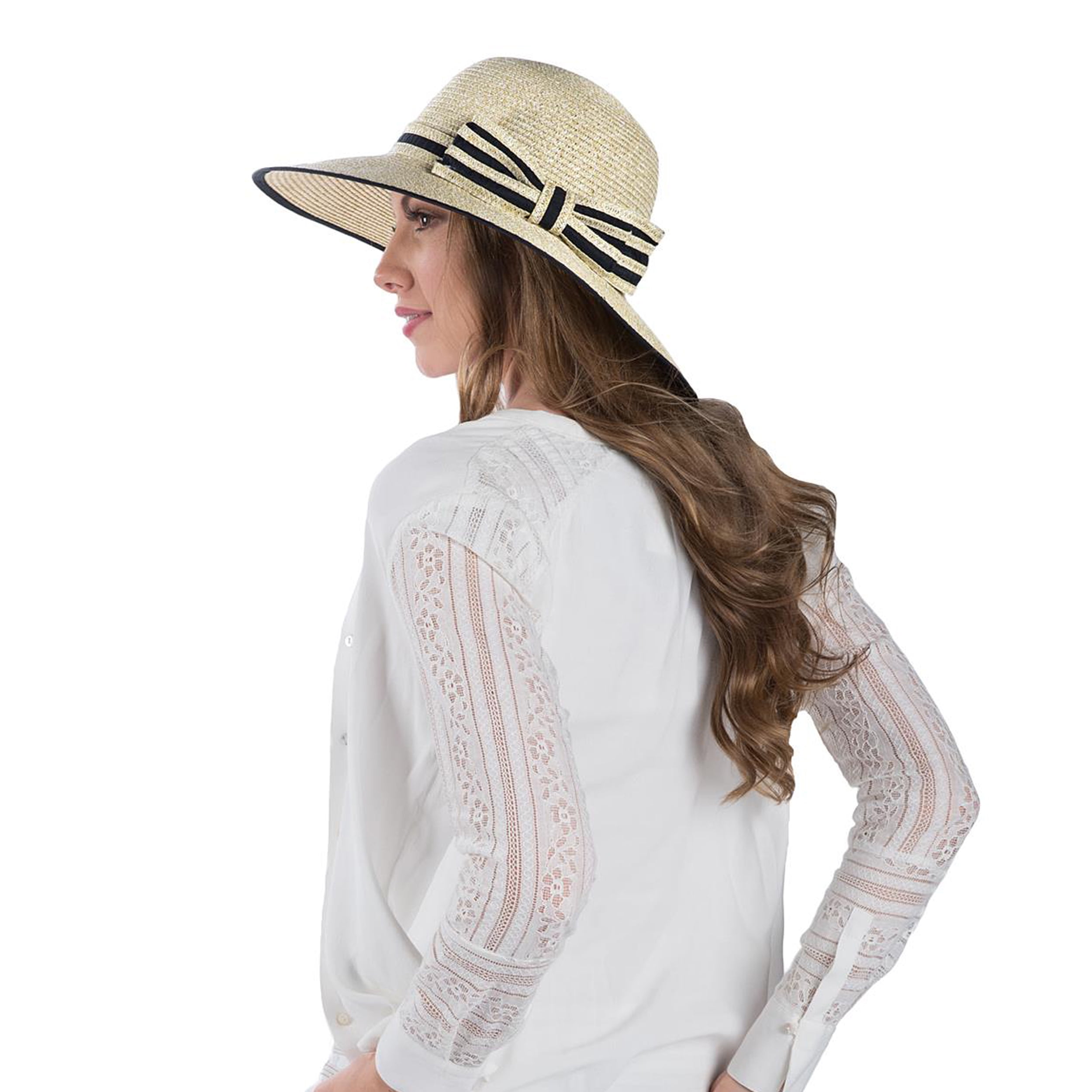 Women's Panama Styled Woven Straw Hat and Foam Flip Flop Sandals Set US Women's Shoe Sizes 7-10