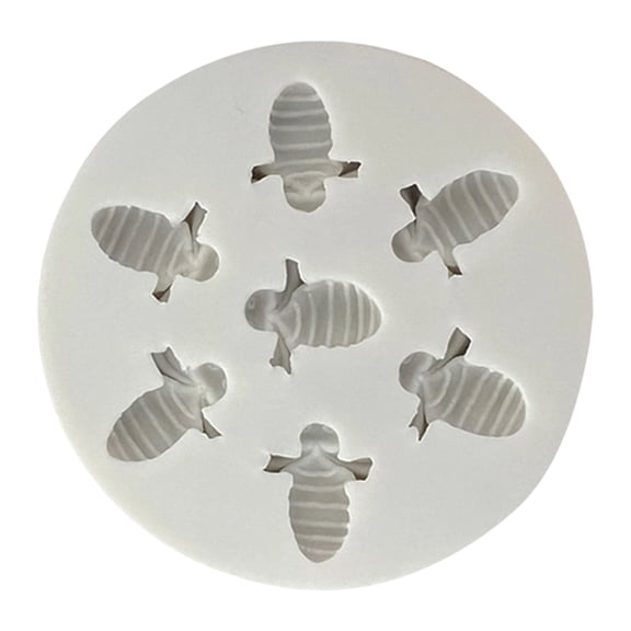 Bee Shape Silicone Fondant Molds for Cake Decorating Cupcake Topper Chocolate Candy Gum Paste Polymer Clay Cupcake Topper Silicone Baking Mold Candy Silicone Mold Bee Chocolate Molds Ice Cube Grey 3"