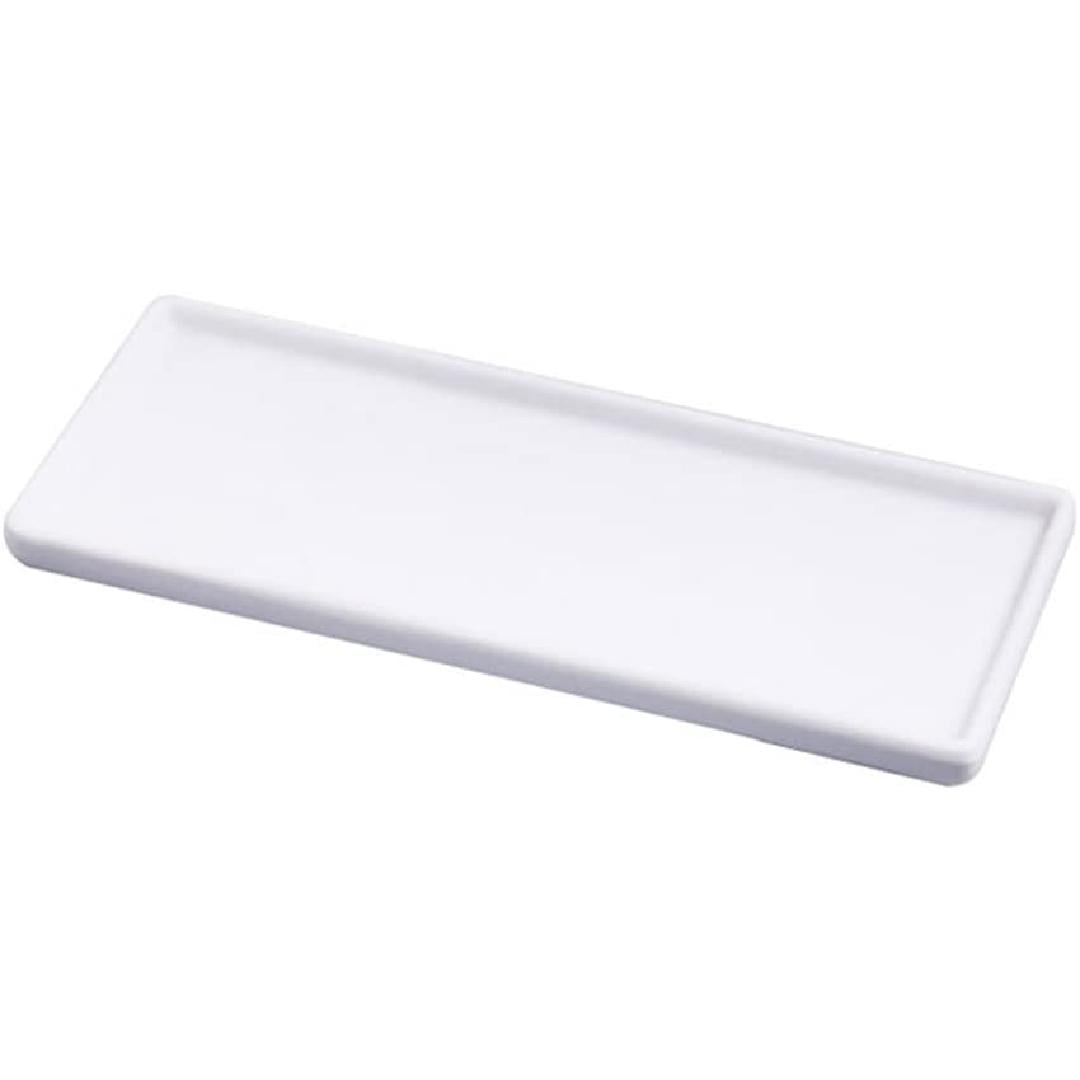 Ceramic Vanity Trays for Bathroom, Marble Candle Tray, Rectangle White