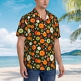 thumbnail image 3 of Honeii Harvest Pumpkins Print Men’s Hawaiian Shirt,Classic Button-Down Short Sleeve Shirt, for Beach, Vacation, and Outdoor Activities,Small, 3 of 7
