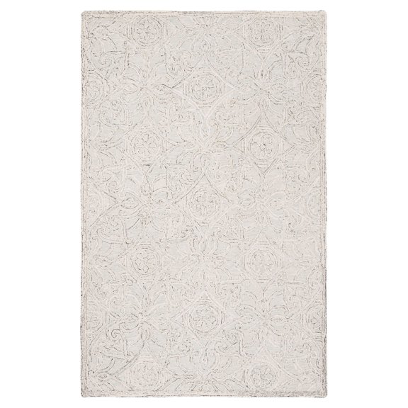 SAFAVIEH Micro-Loop Marina Distressed Floral Wool Area Rug, Grey/Ivory, 4' x 6'