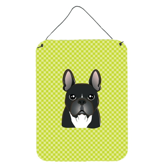 Carolines Treasures BB1289DS1216 Checkerboard Lime Green French Bulldog Wall and Door Hanging Prints