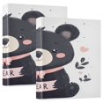 thumbnail image 3 of Ring Binders Cartoon Black Bear Pattern Presentation1.5-inch, Slant Ring One-Touch, 3 of 9