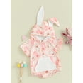 thumbnail image 3 of Suealasg Baby Boys Girl Easter Clothes Infant Hooded Romper Bodysuit Short Sleeve Crew Neck Bunny Print Jumpsuit Newborn Summer Playsuit 0-18 Months, 3 of 9