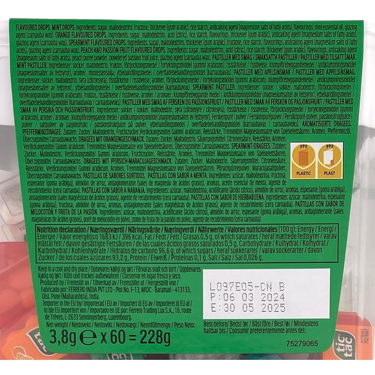 Tic Tac Box with 60 Mini Boxes, 234g, Mint, Orange, Spearmint