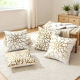 thumbnail image 5 of Unique Bargains Set of 2 Pillow Covers with Bronzing Print for Couch Gold-Petals, 5 of 6