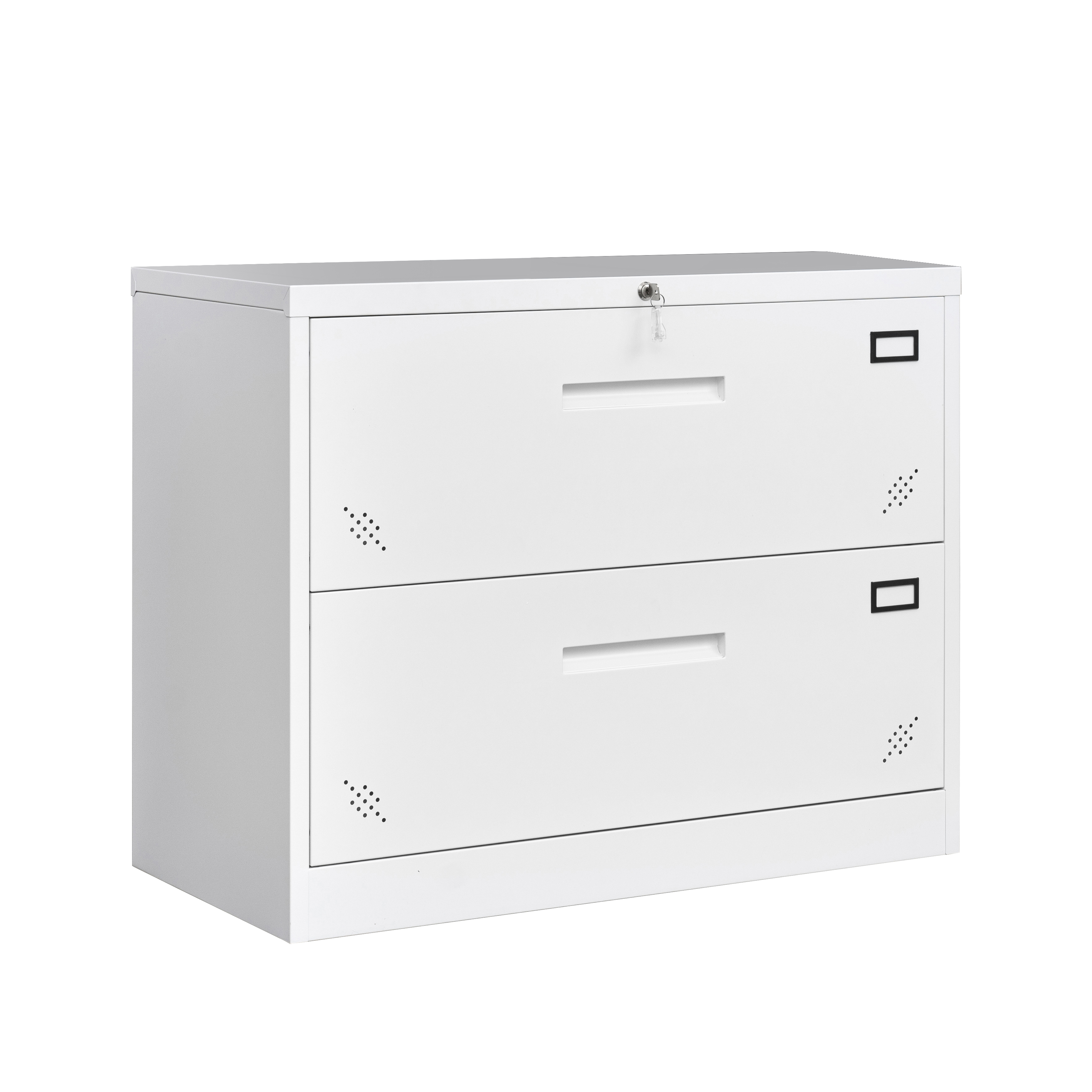 Lateral File Cabinet with Lock, 2 Drawer Lateral Filing Cabinet, Large Deep Drawers Locked by Keys, Metal Storage File Cabinet for Hanging Files Letter/Legal/F4/A4 Size, White - image 4 of 6
