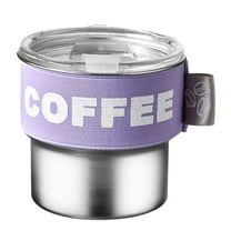 Btomtd 13.5oz Stainless Steel Coffee Cup with Lid, Portable Leak Proof Insulated Cups, Spill Proof Travel Coffee Mug and Water Cup for Car Office and Home, Purple