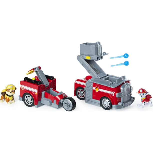 bungee jump forklædning forkorte PAW Patrol, Marshall Split-Second 2-in-1 Transforming Fire Truck Vehicle  with 2 Collectible Figures - Walmart.com