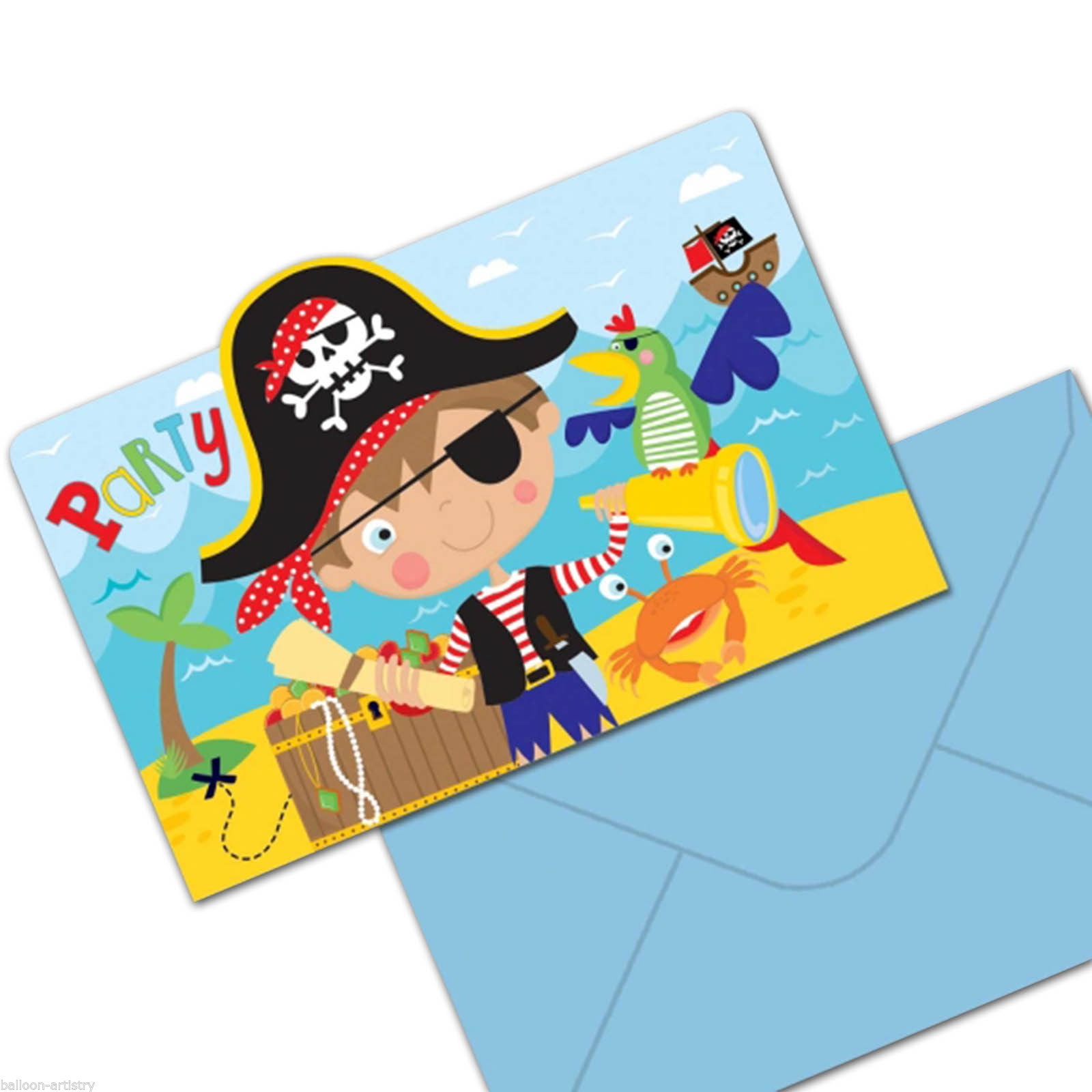 Pirates of the Caribbean Movie Disney Kid Birthday Party Invitations w/Envelopes 