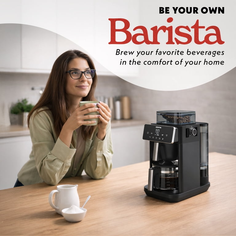 Gourmia 10-Cup Grind & Brew Coffee Maker Built-in Grinder, Programmable Digital Display, Black