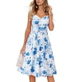 thumbnail image 1 of VISgogo Vestido sin mangas de verano para mujer, estampado de flores/leopardo para adultos, cuello en V, correa de espagueti cruzada, una pieza con bolsillos VISgogo  moda, 1 of 6