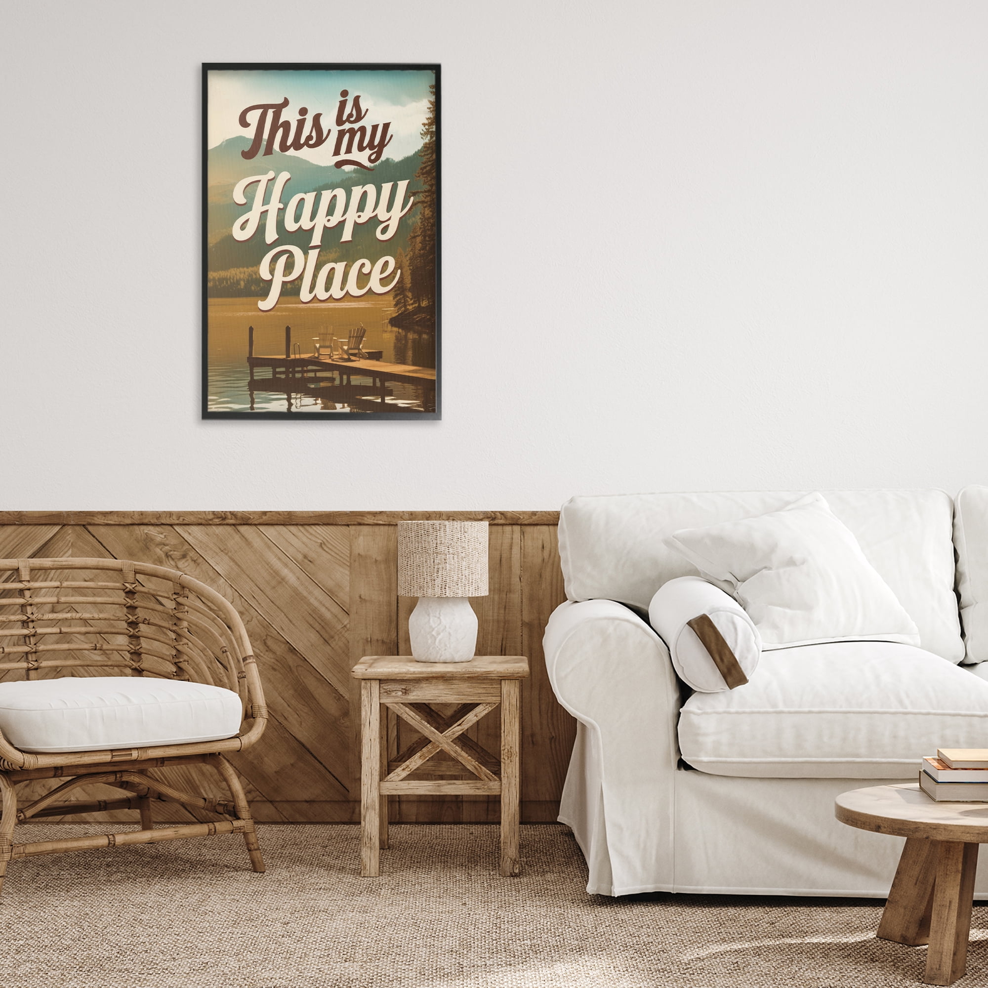 Stupell Industries Vintage My Happy Place Black Framed Giclee Art, design by Andreas Magnusson