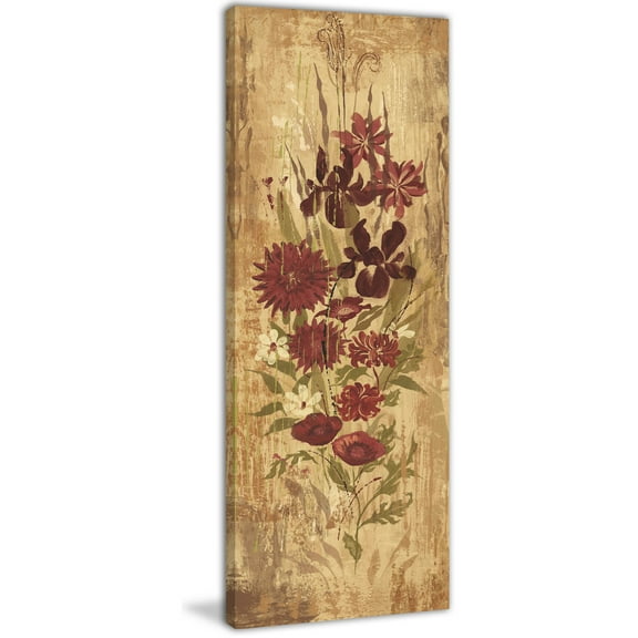 Marmont Hill "A Floral Frenzy Burgundy" Painting Print on Canvas